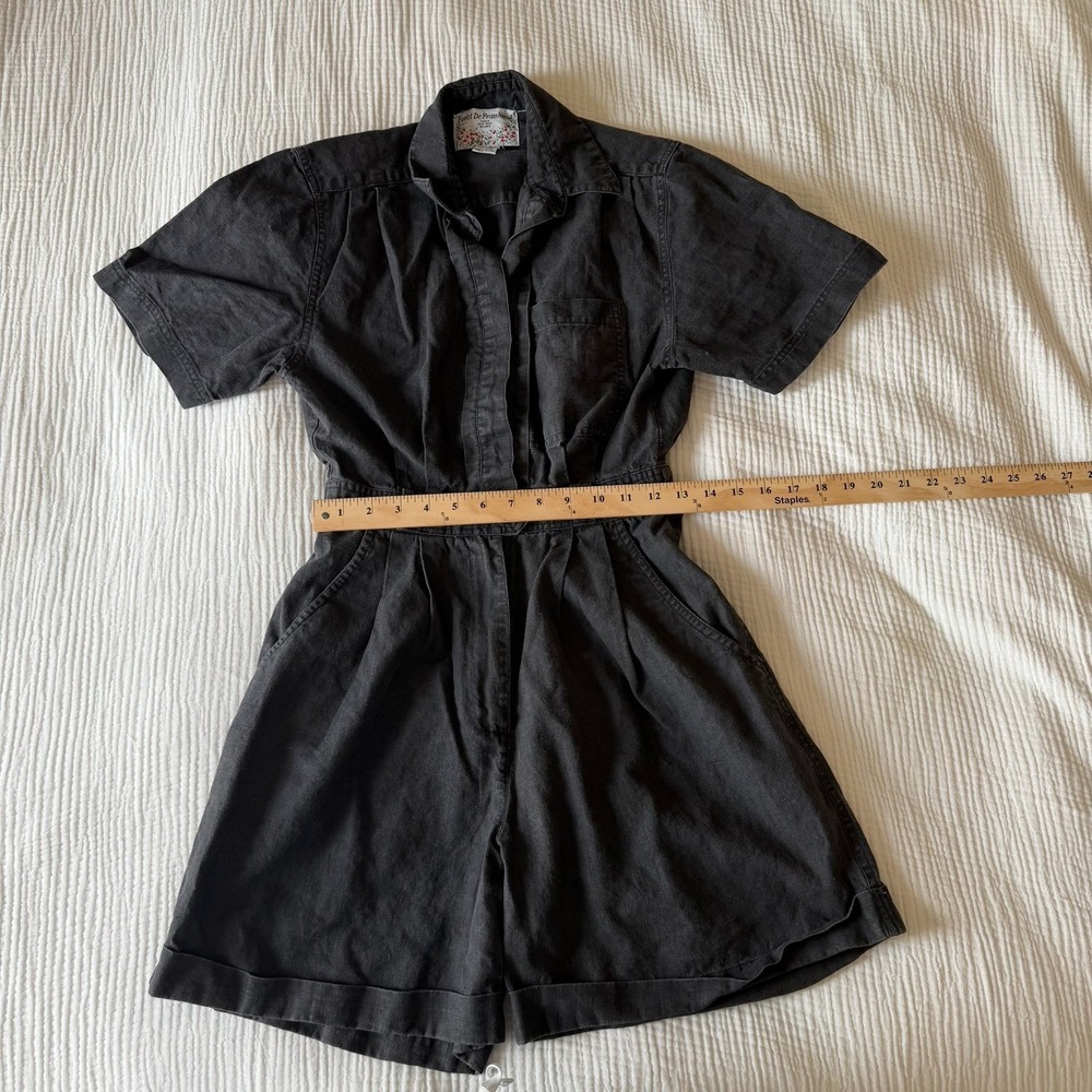 VTG Foret De Framboise Women Washed Black Romper Cotton Blend (M) Utility Grunge - Picture 3 of 7